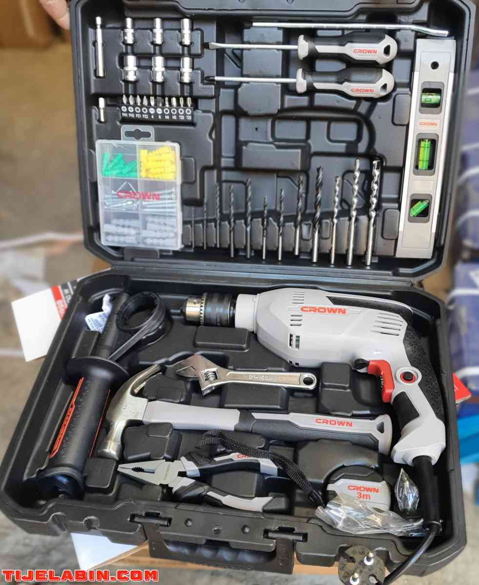 علية متينة فيها كالم لواحق ومعدات العمل 
Perceuse 600w 
98pc