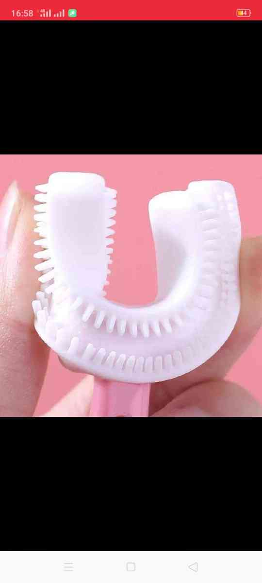 فرشاة اسنان سيليكون للاطفال معزز بشكل U اداة تنظيف 360 درجة