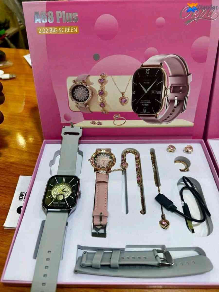 طقم A68 Plus ساعة ذكية واكسسوار