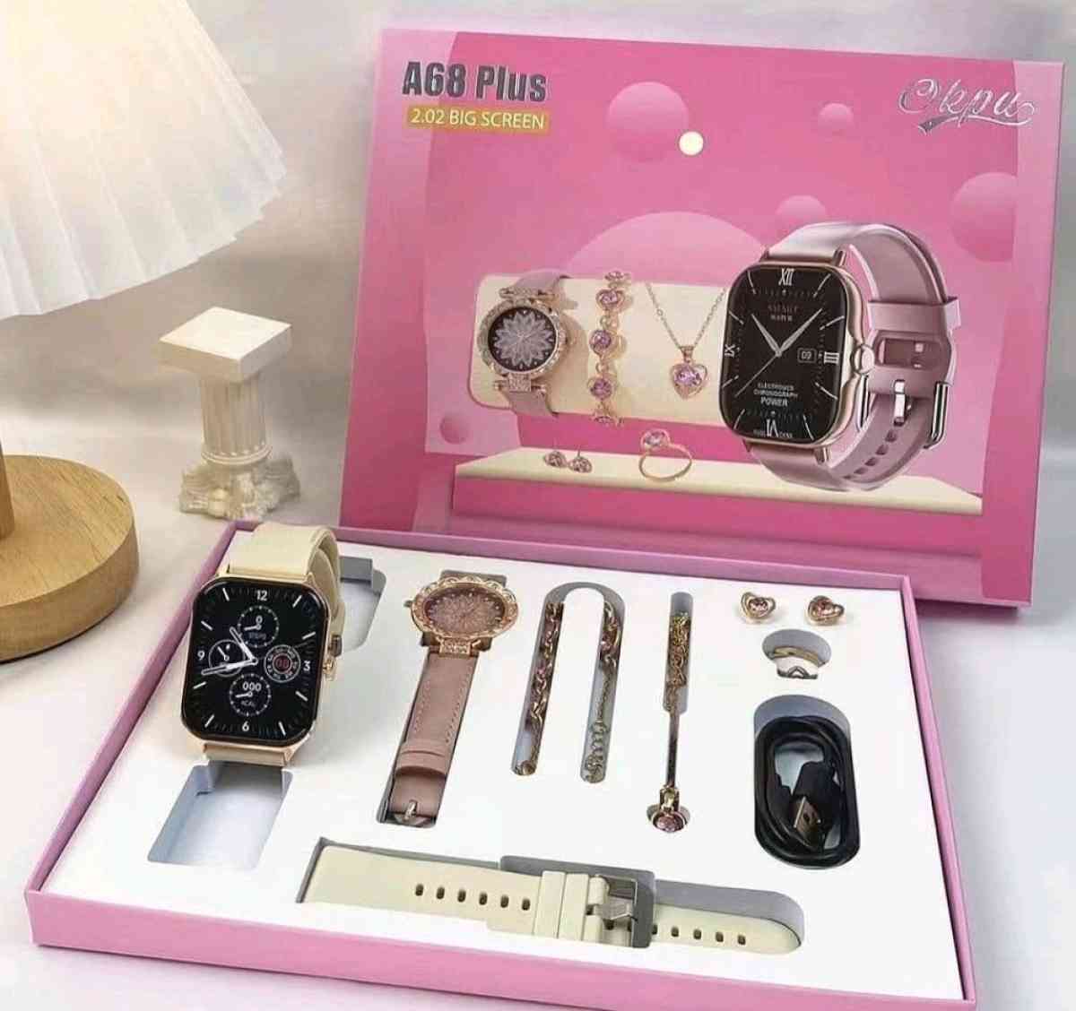 طقم A68 Plus ساعة ذكية واكسسوار