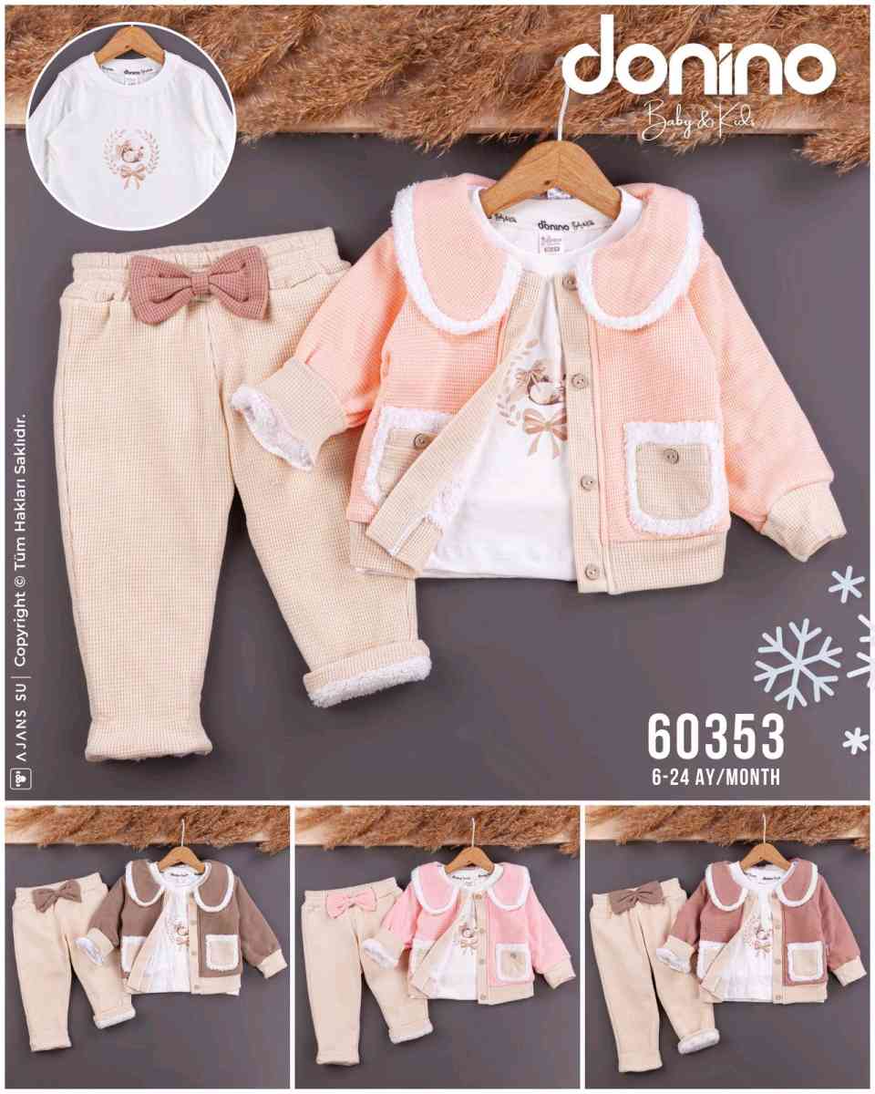 طقم دنينو الشتوي الناعم 3 قطع للبنات